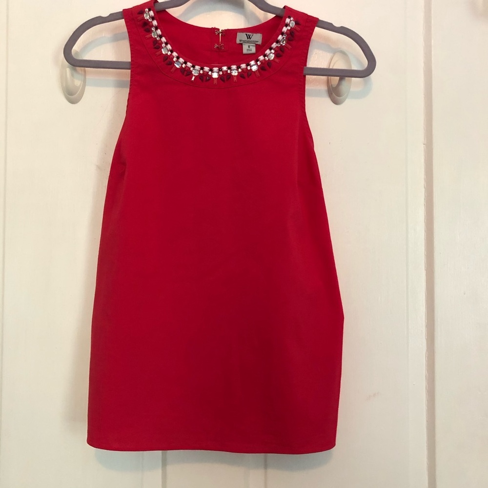 Worthington Tank Top Blouse Jeweled Neckline